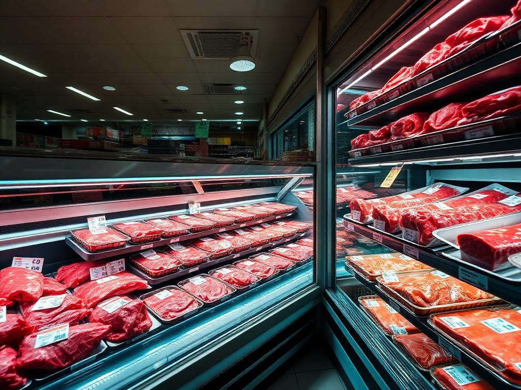 Retail refrigerated meat display